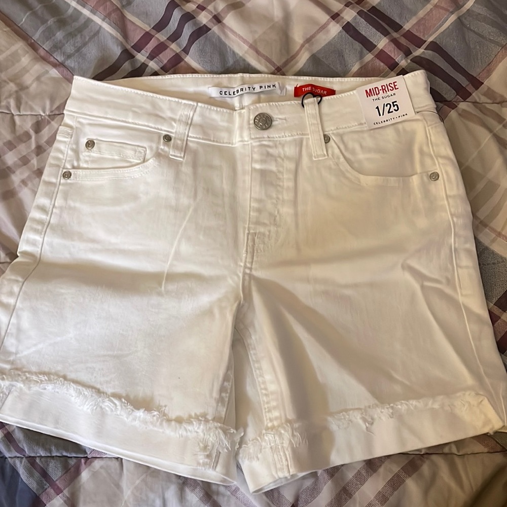 mid-rise denim shorts